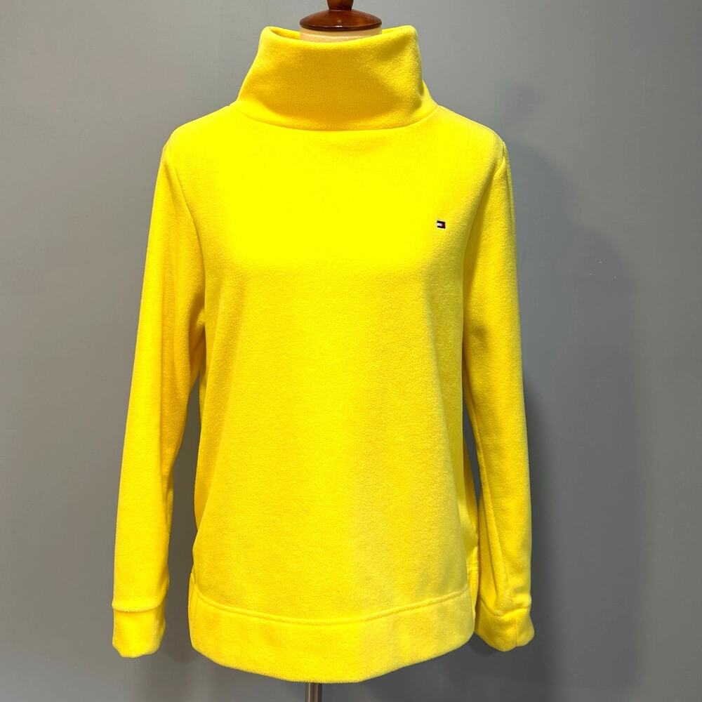 Tommy Hilfiger Turtleneck Fleece Butter Yellow Preppy Americana Size Large